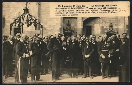 AK Nantes, Commémoration du naufrage du vapeur Saint-Philibert en présence de personnalités politiques