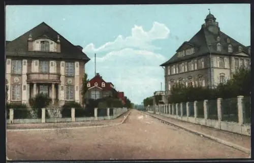 Goldfenster-AK Kehl a. Rh., Villenviertel mit leuchtenden Fenstern