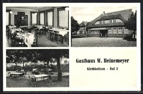 AK Kirchboitzen, Gasthaus W. Heinemeyer, Innenansicht, Garten