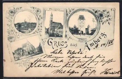 AK Amberg, Pfarrkirche, Mariahilfberg, Rathaus