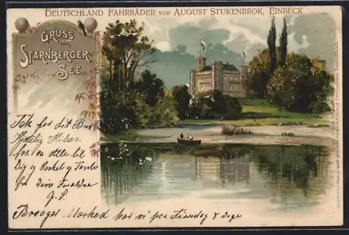 Künstler-AK Starnberg, Blick auf Schloss Possenhofen