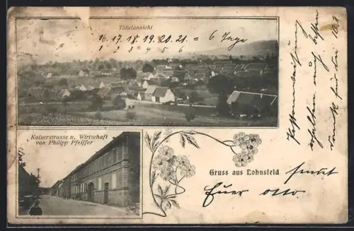 AK Lohnsfeld, Kaiserstrasse und Gasthaus von Philipp Pfeiffer, Totalansicht