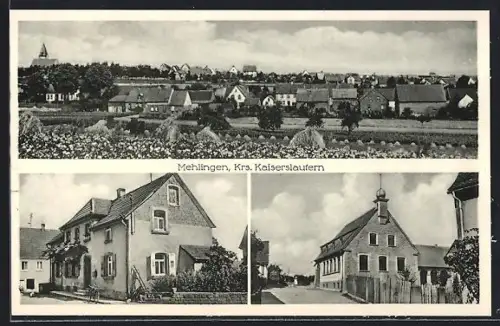 AK Mehlingen /Krs. Kaiserslautern, Teilansicht, Gebäudeansicht, Strassenpartie