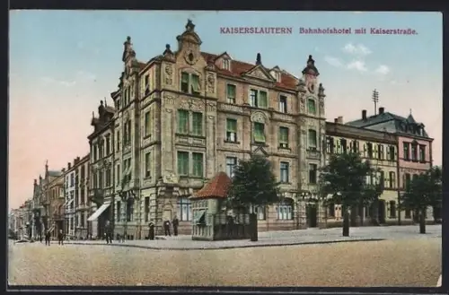 AK Kaiserslautern, Bahnhofshotel mit Kaiserstrasse