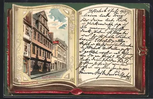 Passepartout-Lithographie Alt-Frankfurt, Goethehaus im AK-Album