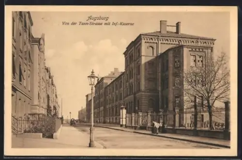 AK Augsburg, Von der Tann-Strasse mit Infanterie-Kaserne