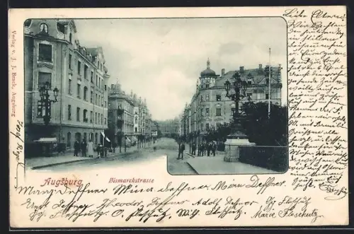 AK Augsburg, Blick in die Bismarckstrasse