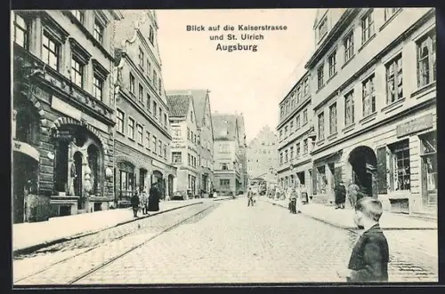 AK Augsburg, Strasse Predigerberg mit Metzgerei Otto Striebel