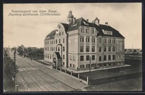 AK Augsburg-Lechhausen, Vereinslazarett vom Roten Kreuz Schillerschule