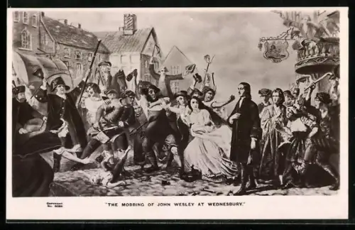 Künstler-AK Wednesbury, The Mobbing of John Wesley