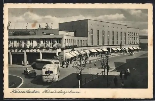 AK Kaiserslautern, Hindenburgstrasse mit Stadtcafe-Restaurant