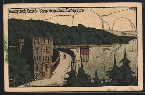 Steindruck-AK Remscheid /Bergisch. Land, Remscheider Talsperre