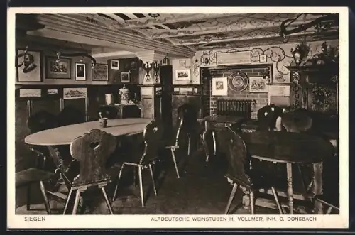 AK Siegen, Innenansicht des Gasthaus Altdeutsche Weinstube v. H. Vollmer
