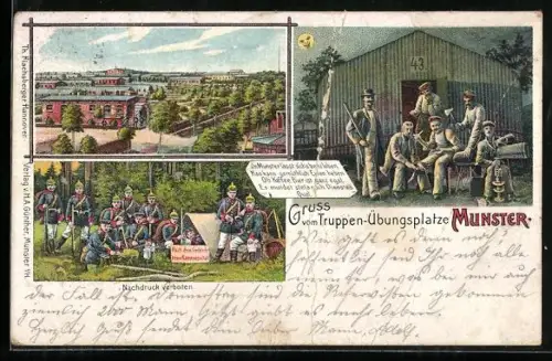Lithographie Munster, Truppen-Übungsplatz
