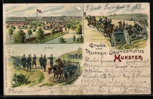 AK Artillerie im Vorgehen, Im Feuer, Barackenlager