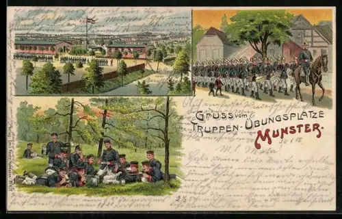 Lithographie Munster, Truppen-Übungsplatz