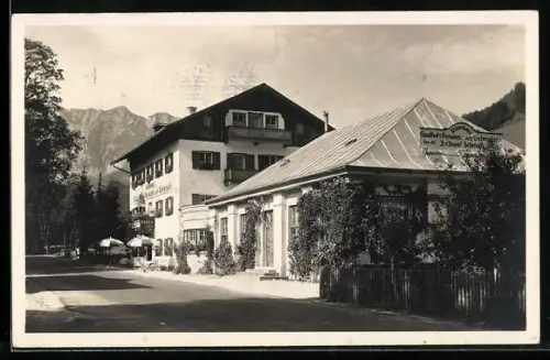 AK Ramsau /Obb., Gasthof zum Unterwirt mit Strassenpartie