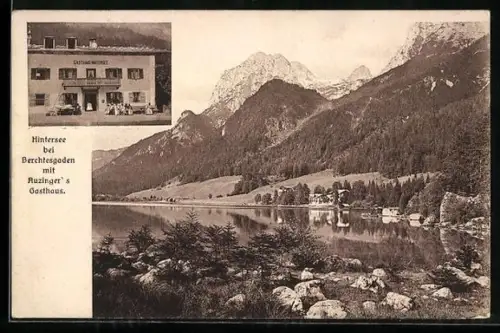AK Hintersee bei Berchtesgaden, Gasthaus Auzinger, Panorama