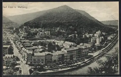 AK Bad Ems, Teilansicht mit Malberg
