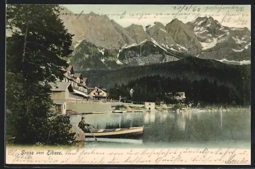 AK Eibsee, Panorama mit Boot