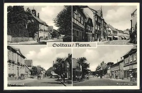 AK Soltau /Hann., Rathaus, Marktstrasse, Poststrasse