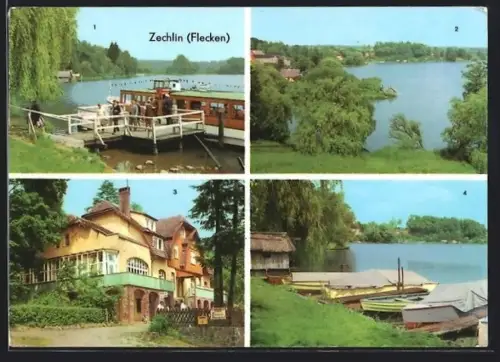 AK Zechlin /Flecken, Dampferanlegestelle, Am Schwarzen See, FDGB-Erholungsheim Elsenhöhe