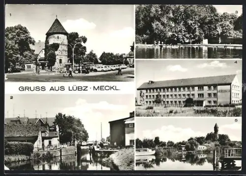 AK Lübz /Meckl, Wilhelm-Pieck-Platz, Schleuse, Bad