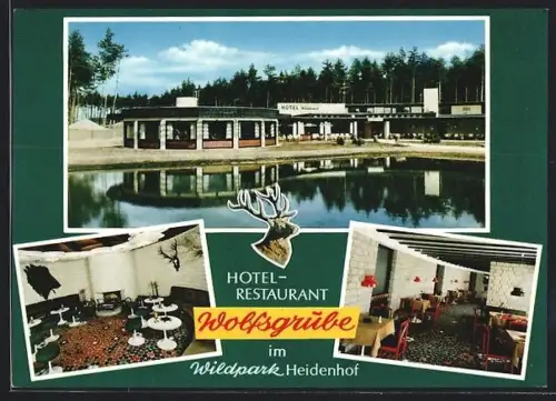 AK Soltau, Hotel-Restaurant Wolfsgrube im Wildpark Heidenhof, Innenansichten