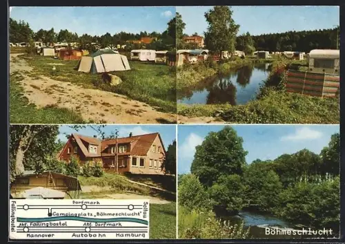 AK Vierde üb. Walsrode, Campingplatz und Gaststätte Böhmeschlucht, Zeltplatz, Teich