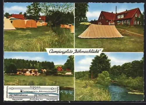 AK Vierde üb. Walsrode, Campingplatz und Gaststätte Böhmeschlucht, Zeltplatz, Uferpartie