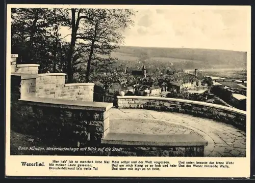 AK Hann. Münden, Weserliedanlage mit Blick auf den Ort