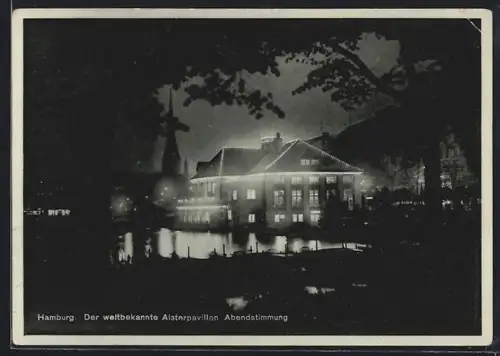 AK Hamburg-Neustadt, Cafe Alsterpavillon am Abend