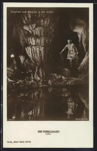 AK Die Nibelungen, Siegfried folgt Alberich in die Höhle