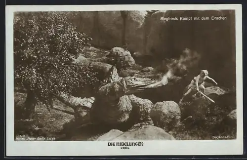AK Die Nibelungen, 1. Teil, Siegfried kämpft gegen den Drachen