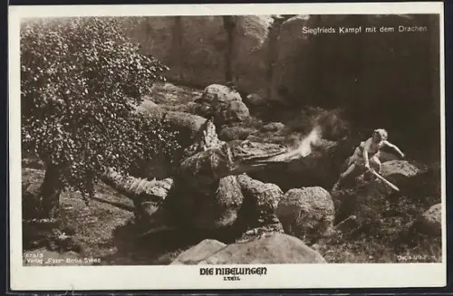 AK Die Nibelungen, 1. Teil, Siegfrieds Kampf mit dem Drachen