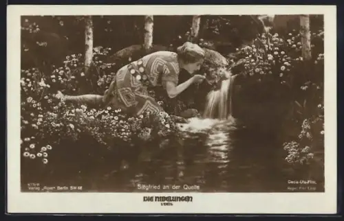 AK Film Die Nibelungen, Siegfried an der Quelle