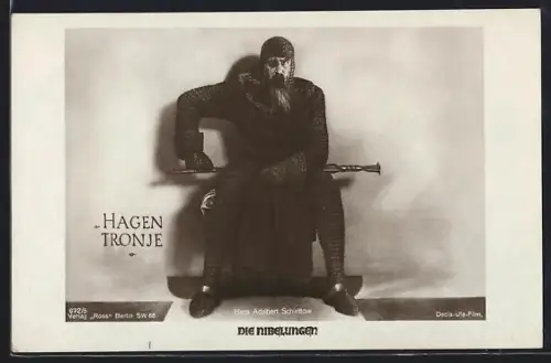 AK Die Nibelungen, Hans Adalbert Schlettow in seiner Rolle als Hagen von Tronje