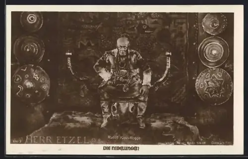 AK Die Nibelungen, 1. Teil, Rudolf Klein-Rogge als Herr Etzel, Filmszene