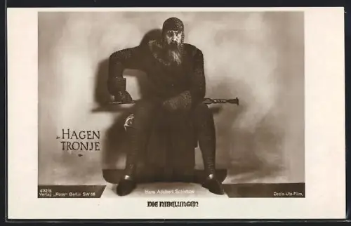 AK Die Nibelungen, Hans Adalbert Schlettow in seiner Rolle als Hagen von Tronje