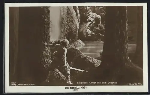 AK Die Nibelungen, Siegfrieds Kampf mit dem Drachen