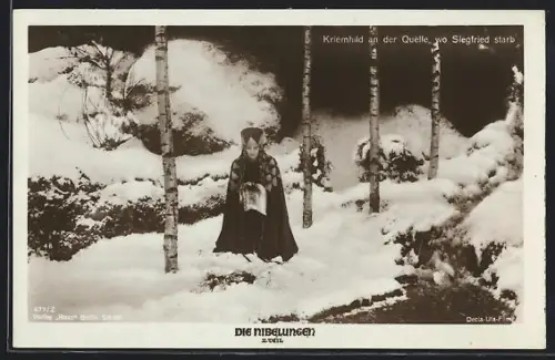 AK Die Nibelungen, II. Teil, Kriemhild an der Quelle, wo Siegfried starb