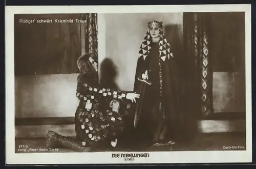 AK Film Die Nibelungen, Rüdiger schwört Kriemhild Treue