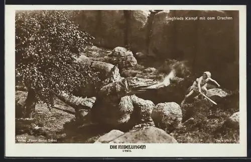 AK Die Nibelungen, 1. Teil, Siegfried kämpft gegen den Drachen
