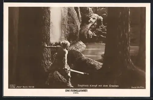 AK Die Nibelungen, Siegfrieds Kampf mit dem Drachen