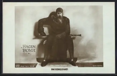 AK Die Nibelungen, Hans Adalbert Schlettow in seiner Rolle als Hagen von Tronje