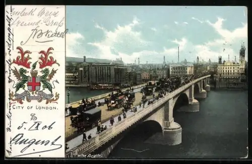 AK London, London Bridge, Wappen