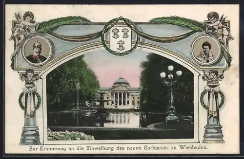 AK Wiesbaden, Festpostkarte zur Einweihung des neuen Curhauses