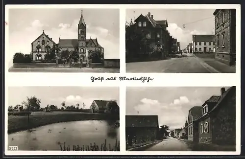 AK Martinshöhe, Kirche, Strassenpartie, Uferpartie