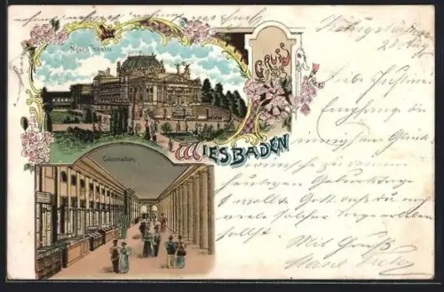 Lithographie Wiesbaden, Neues Theater, Inneres Colonnaden