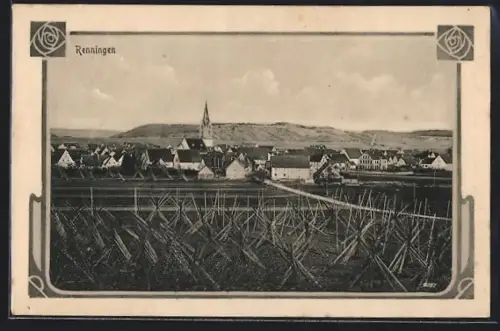 AK Renningen, Teilansicht mit Kirche